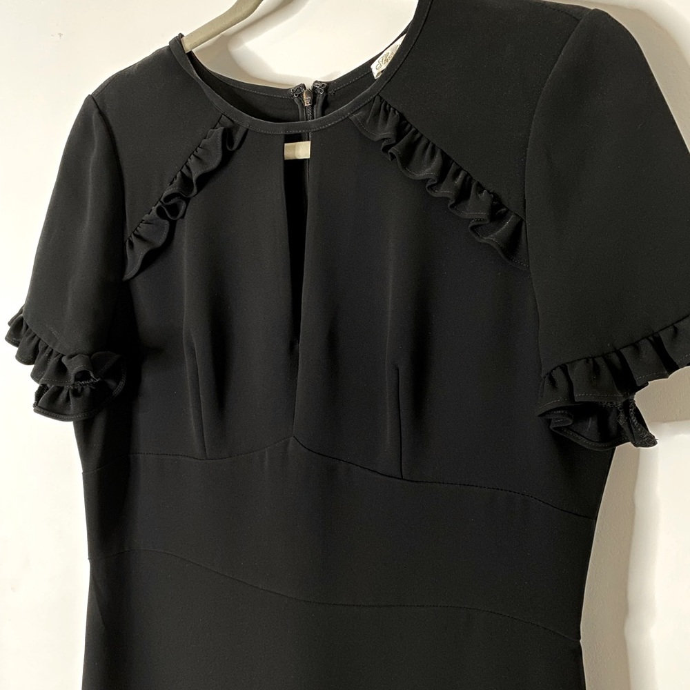 COPY - ShoShanna black crepe dress w/ keyhole & ruffle detail